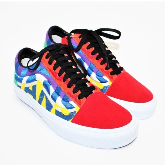 Vans Old Skool Colorful Embroidered Logo Sneakers Canvas Shoes - Picture 1 of 10